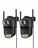 Reobiux Überwachungskamera Aussen,Mit Dual-Objektiv 6MP,2.4/5Ghz WLAN,Kamera Überwachung Aussen,360°,PTZ,Ethernet,Farb-Nachtsicht,Zwei-Wege-Audio,Sirenenalarm,3m Kabel für Garage/Garten/haustür,2P