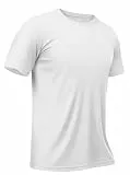 TACVASEN Herren Rash Guard Shirts Running Funktionsshirt Kurzarm Rundhalsausschnitt Quick Dry T-Shirt, Weiß, L