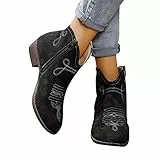 Generisch Stiefel Damen, Cowboystiefel Damen Cowboyboots Sommerstiefel Festival Stiefeletten Biker Boots Hippie Westernstiefel Reiterstiefel, Black, 40