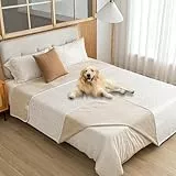 Amarrirose wasserdichte Hundedecke,152x203cm Outdoor Hundematte Waschbar für Grosse Hunde,Flauschig Katze ndecke und Weich Beidseitiger Sofabezug-Schutz,Beige+Elfenbeinweiß