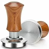YMWVH Premium Espresso Tamper mit Base Ripple 51mm - Kaffeestampfer aus Edelstahl mit formschönem Walnuss-Griff - Espresso-Stampfer für vollmundigen Genuss