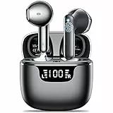 Godyse Bluetooth-Kopfhörer, kabellos, Bluetooth 5.1, mit 4 ENC, Geräuschunterdrückung, Mikrofon, IPX7, wasserdicht, HiFi, Stereo, Touchscreen, kabellose Kopfhörer, 28 Stunden, für iOS Android, Weiß