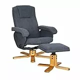 SVITA Charles Relaxsessel TV Sessel Wohnzimmer-Sessel Hocker Drehsessel Beinablage Fernsehsessel Drehstuhl Lesesessel Dunkelgrau