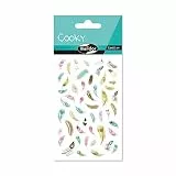 Maildor CY100C - Packung 1 Bogen Sticker Cooky, 7,5x12cm, 50 Stickers, zur Dekoration oder zum Verschönern von Handysc halen, Schmuckkästchen, Tagebuch oder Brief, Feder, 1 Pack