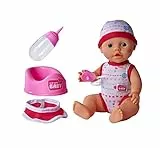 Simba 105037800 - New Born Babyset, 2-fach sortiert, es wird nur ein Artikel geliefert, Vollvinylpuppe mit Trink- und Nässfunktion, Schnuller, Flasche, Topf und Lätzchen, 30cm, ab 3 Jahren