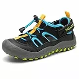 Mishansha Geschlossene Jungen Sandalen Kinder Trekking Wandern Sommer Atmungsaktiv Outdoorschuhe Tiefes Schwarz Gr.28