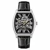 Ingersoll The California Herren-Automatikuhr, 39 mm, mit skelettiertem Zifferblatt und schwarzem Lederarmband