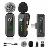 Upgrade Mini Mikrofon Handy mit Batterie-Display, Kabelloses Lavalier Ansteckmikrofon Klein Mic Wireless Plug-and-Play Microphone fur iPhone/iPad/Android Phone/PC, ideal für Vlog/Video/TikTok/YouTube