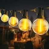 FTL Lichterkette Außen 12M, IP44 Wasserdicht LED Outdoor Lichterkette Weihnachtsbaum Strom, Warmweiß Beleuchtung mit 14+1 Stk G40 Glühbirnen, für Innen Außen Balkon Garten Pavillon Party Terrasse