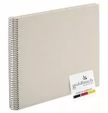 goldbuch 25 323 Spiralalbum Bella Vista, Foto Album 35 x 30 x 1,5 cm - Spirale ⌀ 2,8 cm, Fotoalbum, 40 weiße Seiten, Erinnerungsalbum aus Leinen, Fotobuch für Bilder und Fotos zum Einkleben, Sandgrau