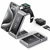 Kabelloses Ladegerät,3 in 1 kabellose Ladestation,Hohosb Faltbares drahtloses Ladegerät aus Zinklegierung für iPhone 15/14/13/12/11 Pro Max/X/Xs Max/8/8 Plus,Apple Watch S2-8/Ultra,AirPods(Schwarz)