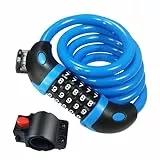 REHKITTZ Fahrradschloss，120cm/12mm Kabelschloss Sicherheitsstufe Sehr Hoch mit 5-Stellig Zahlencode Zahlenschloss Fahrradhalterung Fahrradschloß Zahlen für Fahrrad Tricycle Scooter Bike Lock
