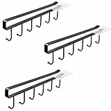 Alliebe 3 Haken für Tassen, Becher, Weingläser, Aufbewahrungshaken für Küchenutensilien, Krawatten, Gürtel und Schals, Haken zum Aufhängen unter dem Schrank, ohne Bohren