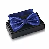Massi Morino Fliege Royalblau mit Einstecktuch für Herren Set - Anzug Herrenfliege zur Hochzeit - Verstellbare Schleife in Blau