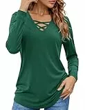 Totatuit Damen Langarm V Ausschnitt Oberteil Leichte Shirts Basic Casual Longshirt Longsleeve Lockeres Blusen Tuniken