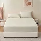 RUIKASI Spannbetttuch aus Mikrofaser - Beige - Steghöhe 40cm（90x200 cm）