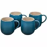 Le Creuset Heritage-Tassen aus Steingut, je 370 ml, tiefes Blaugrün, 4 Stück