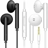 MAS CARNEY WH6 Kopfhörer mit Kabel, In-Ear Ohrhörer, Stereo Sound, Kompatibel mit MP3/MP4, Ipad, Honor, Huawei, Samsung Galaxy, Redmi - Schwarz/Weiß (2 Paar)