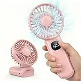 CNMTCCO Handventilator, Tragbarer Mini Ventilator USB Wiederaufladbar, Leiser Kleiner Taschenventilator, 5 Windgeschwindigkeiten, Faltbarer Kleiner Ventilator für Reisen, Büro, Camping und Sommer