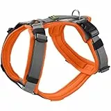 HUNTER Hundegeschirr Maldon UP, Farbe: orange/grau, weich gepolstert & komfortabel, stark reflektierend durch 3M Scotchlite, 4-Fach verstellbar, mit gepolstertem Griff (ab S-M), Größe: M-L