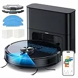 Lubluelu Saugroboter mit Absaugstation 3in1, 4500Pa Staubsauger Roboter mit Wischfunktion, Roboterstaubsauger mit Lasernavigation APP Steuerung, Ideal für Tierhaare, Teppiche, Hartböden