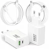 40W 2Port Schnellladegerät mit USB C Ladekabel für Samsung Galaxy S26 Ultra Plus S25 S24 S23 S22 5G A56 A55 A54, Z Flip 4/5, Tab S10 S9, Handy Ladegerät Netzteil Stecker 2M Schnellladekabel, 2Pack
