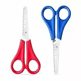 2 Stück Kinderschere, Schere Schule Bastelschere Kinder, Kinderscheren Schere mit Stumpfer Spitze Lernschere mit Skala, Kunststoffgriff Abgerundete Spitzen Scheren DIY Handwerk