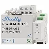 Shelly Pro 3EM - 3CT63, WLAN und LAN 3-Phasen-Energiezähler & Stromwandler, 63А, Echtzeit-Energieüberwachung, kein Hub Erforderlich, Solar-/Grid-Metering, kein Integriertes Relais, PV-kompatibel