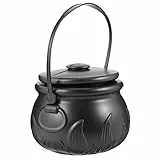 TOYANDONA 1 Stück Großer Halloween-Süßigkeiten-Kessel -Hexenkessel mit Griff Halloween-Süßigkeiten-Eimer Süßigkeitenhalter für Kinder (Schwarze Flamme mit Deckel)