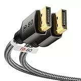 Stouchi DisplayPort Kabel 2.1 2M | VESA Zertifiziert | 80 Gbit/s [16K@60Hz | 8K@240Hz | 4K@540Hz] HDR, HDCP, DSC 1.2a, FreeSync, G-Sync | DP 2.1 Kabel für Gaming-Monitore, RTX 5090, RX 9070