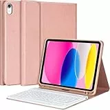 aMZCaSE Tastatur Hülle für iPad A16 10/11th Generation Case mit Tastatur 11/10.9 Zoll(2025/2022) mit Abnehmbarer kabelloser Bluetooth-Tastaturhülle mit Stifthalter für 10.9/11inch(Champagne)