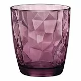 Bormioli Rocco 350230 Diamond Rock Purple Trinkglas, Wasserglas, Saftglas, 305ml, Glas, lila, 6 Stück