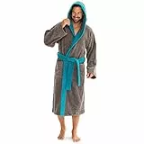 aqua-textil XS-XXXL Bademantel Kapuze zweifarbig lang aufgesetzte Taschen Damen Herren Unisex Frottee Baumwolle OEKO-TEX Sylt