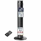 WoleixKlima Ventilator sehr leise 25dB, Turmventilator sehr leise mit Fernbedienung, Standventilator sehr leise mit Fernbedienung, 40W, 4 Modi&3 Stufen, 75°Oszillation, 12H Timer, 93CM