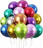 Metallic Luftballons Geburtstag, 50 Stück Helium Luftballons Bunt Helium Ballons, Geburtstags Ballon Party Deko Geburtstag, Metallicfarben Latex Ballons Bunt für Hochzeit, Babyparty, Geburtstagsdeko
