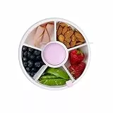 GoBe Kids Snack Spinner Bundle with Hand Strap and Sticker Sheet - Reusable Snack Container with 5 Compartment Dispenser and Lid | BPA and PVC Free | Dishwasher Safe | No Spill, Leakproof
