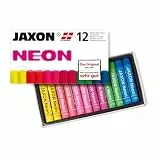 Honsell 47408 - Jaxon Ölpastellkreide, 12er Set, 2 x 6 Neon-Farben im Kartonetui, brillante, lichtechte Farben, für Künstler, Hobbymaler, Kinder, Schule, Kunstunterricht, frei von Schadstoffen