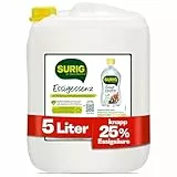SURIG Essigessenz 5L mit 25% Essigsäure - 100% pflanzlicher Essig zum Reinigen und Entkalken in Küche und Haushalt - Lebensmittelqualität zum Kochen und Einlegen