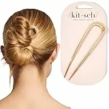 Kitsch Haarnadel für Frauen – Elegante & Langlebige Metall-Haarspange für Hochsteckfrisuren, Chignon, Dutt & Gedrehte Frisuren, Sicherer Halt, Bequem | Perfekte Geschenkidee - Gold, 1 Stück