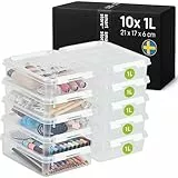 SmartStore Kleine Aufbewahrungsboxen 1L – 10 transparente und stapelbare Boxen mit Deckel und Clipverschluss, BPA-frei und lebensmittelecht, 21x17x6cm, Eine Grösse