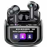 QXUFV Bluetooth Kopfhörer mit Touchscreen, In Ear Kopfhörer Kabellos Bluetooth 5.4 mit ANC/ENC Noise Cancelling Mic, 48Std Tiefer Bass Earbuds mit 5 EQ-Modi, USB-C,IP7 Wasserdicht Ohrhörer, Black