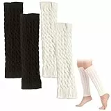 HSLPSM 2 Paar Stulpen Damen, Beinstulpen, Lange Beinwärmer Frauen, Leg Warmers, Beinstulpen Damen, Crochet Stricken Stulpen Beinwärmer Kniestrümpfe für Ballett Yoga Fitness