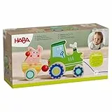 HABA Ziehfigur Traktor mit Schweinchen – Nachziehspielzeug für Kinder ab 12 Monaten – Fördert Motorik & Gleichgewicht – 2012264001