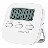 NIAGUOJI Küchentimer mit großem LCD-Display, digitaler Küchentimer zum Kochen, magnetische Stoppuhr, Timer mit lautem Wecker, Eieruhr, weiß