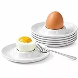 6 Stück Weiße Runde Eierbecher aus Kunststoff, Stapelbarer und Bruchsicherer Eierhalter, 9,8 cm Durchmesser, Spülmaschinenfest, Perfekt für Brunch, Camping