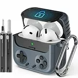 Inesore Hülle for AirPods 4 with Phone Holder Design and Cleaner Kit, Compatible with Apple Air Pod 4 (2024/ANC), Classic Cool Funny Game Console Design Sturdy TPU Case (Black)