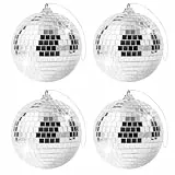 4 Stück 10cm Disco Spiegel Ball, Hängekugel Spiegelkugel,Discokugeln, Discokugeln Dekoration,für Weihnachtsbaum, Nachtclub Bar Dekoration, Hochzeitskulisse, Heimdekoration