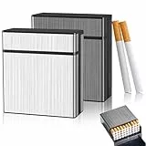2 Stück Zigarettenetui Zigarettenbox aus Metall, Aluminium Zigarettenetui Zigarettenbox für 40 Zigaretten Zigarettenschachtel, Elegante Zigaretten Kasten für Damen Herren Geschenk