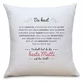 OWLBOOK® Flauschige Kissenhülle Danksagung Mama - Geschenke zum Muttertag Geburtstag als Geburtstagsgeschenk Muttertagsgeschenk - Beste Mutti Polster 40 x 40 cm