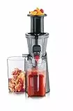 Severin Slow Juicer – Entsafter für Saft, Sorbet, Eis, Marmelade, frozen fruits, elektrische Saftpresse aus Edelstahl, einfache Reinigung dank Easy-Clean Konzept, 1L Auffangbehälter, 150W, ES 3571